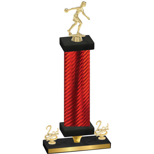 Premium Single Red Carbon Fiber Second Place Bowling Trophy