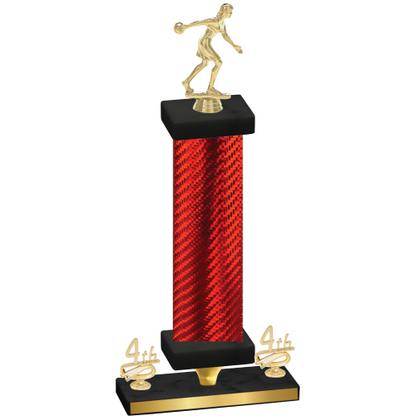Premium Single Red Carbon Fiber Fourth Place Bowling Trophy