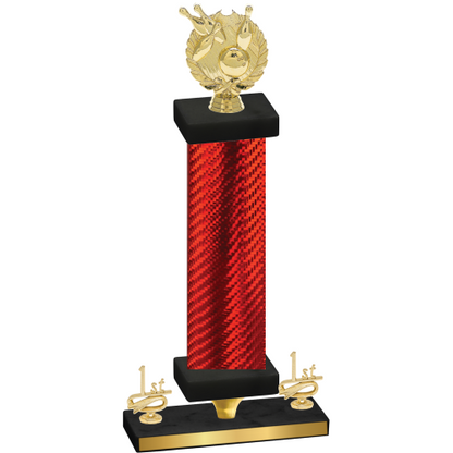 Premium Single Red Carbon Fiber First Place Bowling Trophy