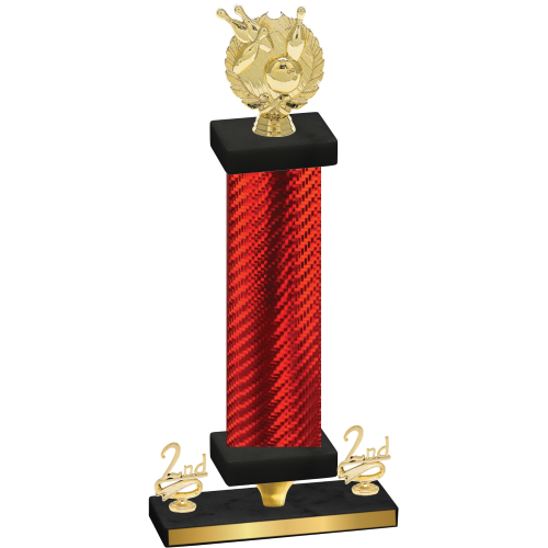 Premium Single Red Carbon Fiber Second Place Bowling Trophy