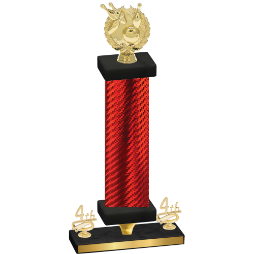 Premium Single Red Carbon Fiber Fourth Place Bowling Trophy