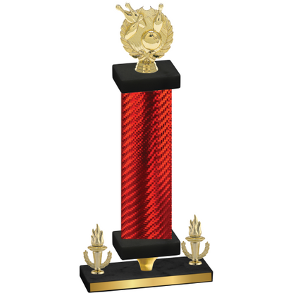 Premium Single Red Carbon Fiber Victory Bowling Trophy