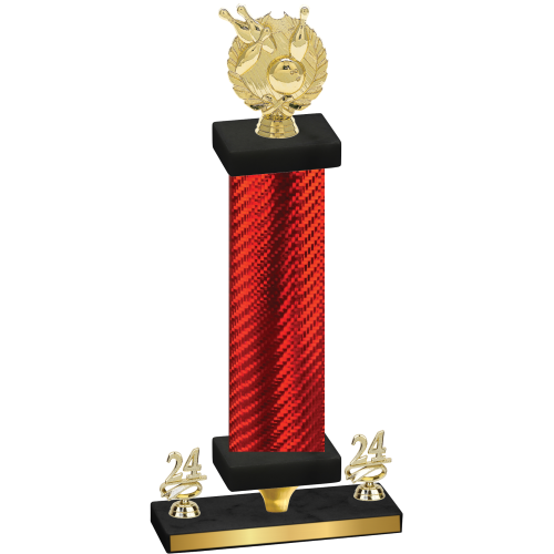 Premium Single Red Carbon Fiber Year Bowling Trophy