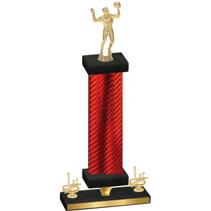 Premium Single Red Carbon Fiber First Place Volleyball Trophy