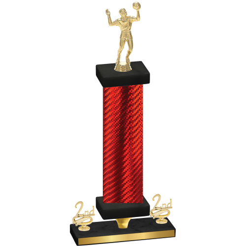 Premium Single Red Carbon Fiber Second Place Volleyball Trophy