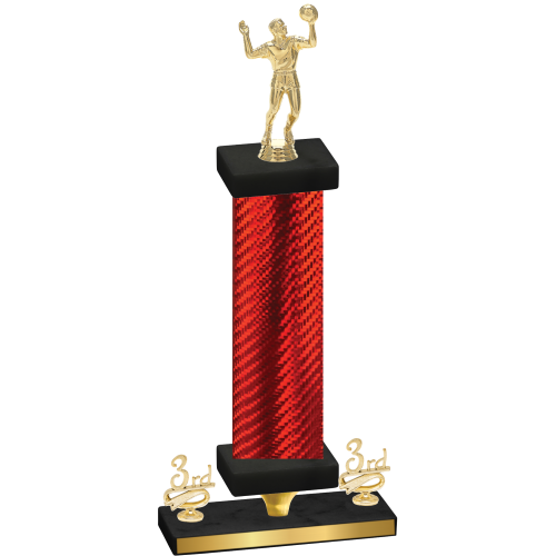 Premium Single Red Carbon Fiber Third Place Volleyball Trophy