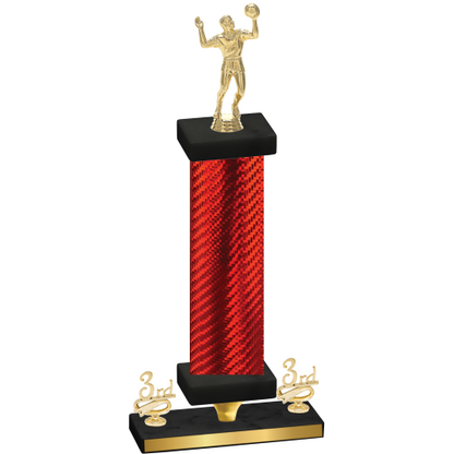 Premium Single Red Carbon Fiber Third Place Volleyball Trophy