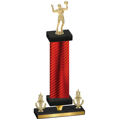 Premium Single Red Carbon Fiber Victory Volleyball Trophy