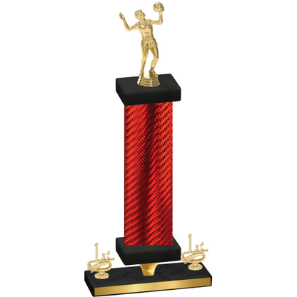 Premium Single Red Carbon Fiber First Place Volleyball Trophy