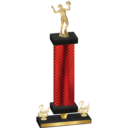 Premium Single Red Carbon Fiber Second Place Volleyball Trophy