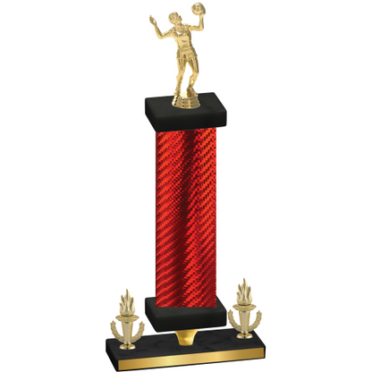 Premium Single Red Carbon Fiber Victory Volleyball Trophy