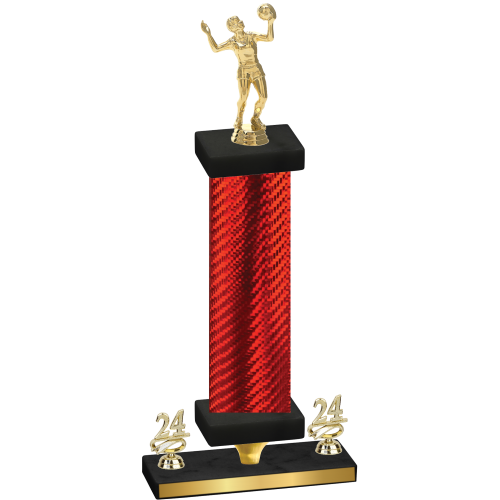 Premium Single Red Carbon Fiber Year Volleyball Trophy