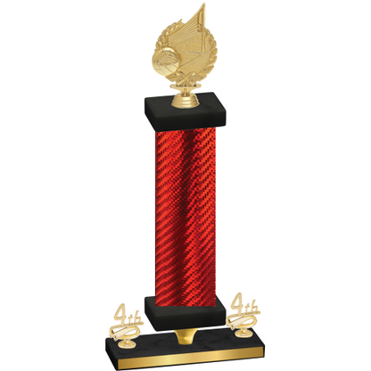 Premium Single Red Carbon Fiber Fourth Place Volleyball Trophy