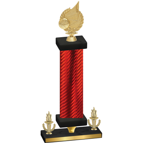 Premium Single Red Carbon Fiber Victory Volleyball Trophy