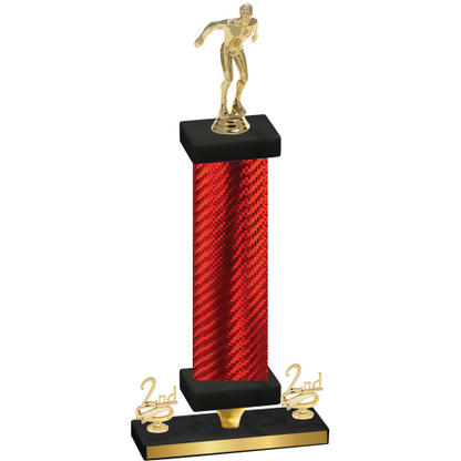 Premium Single Red Carbon Fiber Second Place Swimming Trophy