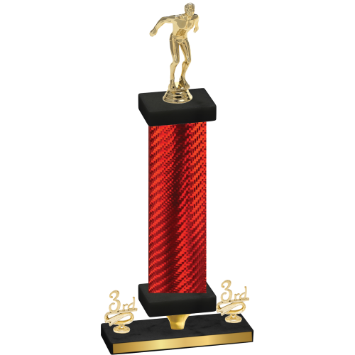 Premium Single Red Carbon Fiber Third Place Swimming Trophy