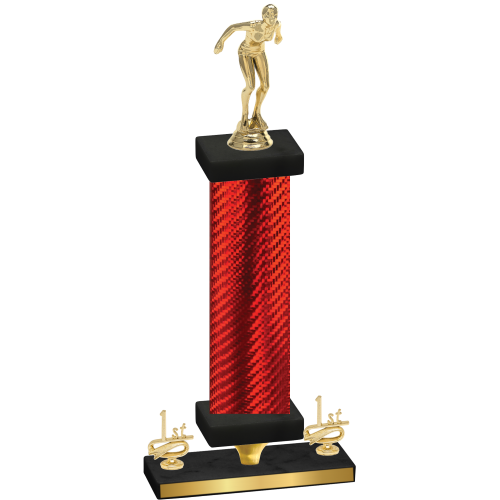 Premium Single Red Carbon Fiber First Place Tennis Trophy