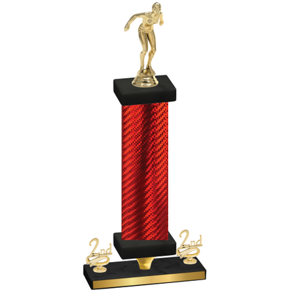 Premium Single Red Carbon Fiber Second Place Tennis Trophy