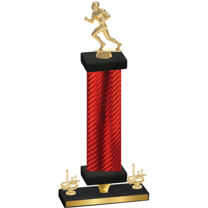 Premium Single Red Carbon Fiber First Place Football Trophy