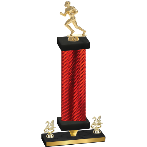 Premium Single Red Carbon Fiber Year Football Trophy