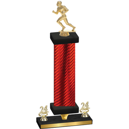 Premium Single Red Carbon Fiber Year Football Trophy