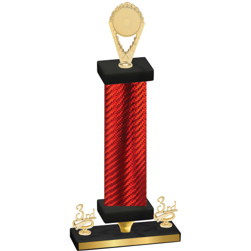 Premium Single Red Carbon Fiber Third Place Insert Trophy