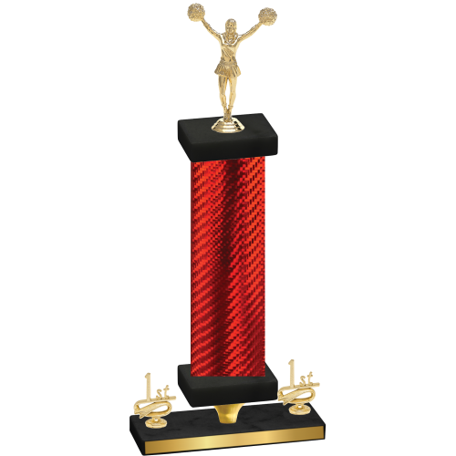 Premium Single Red Carbon Fiber First Place Cheerleading Trophy