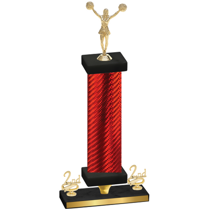 Premium Single Red Carbon Fiber Second Place Cheerleading Trophy