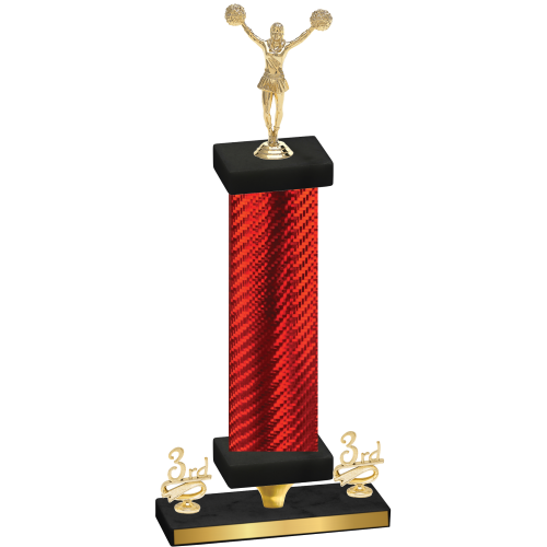 Premium Single Red Carbon Fiber Third Place Cheerleading Trophy