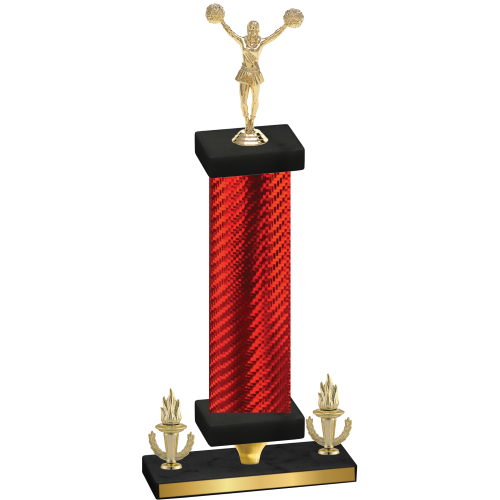 Premium Single Red Carbon Fiber Victory Cheerleading Trophy