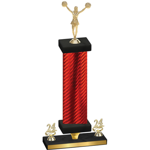 Premium Single Red Carbon Fiber Year Cheerleading Trophy