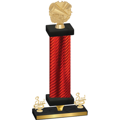 Premium Single Red Carbon Fiber Third Place Cheerleading Trophy