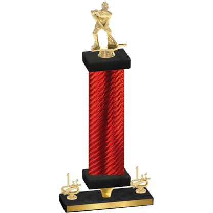 Premium Single Red Carbon Fiber First Place Hockey Trophy