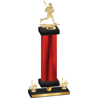 Premium Single Red Carbon Fiber First Place Lacrosse Trophy