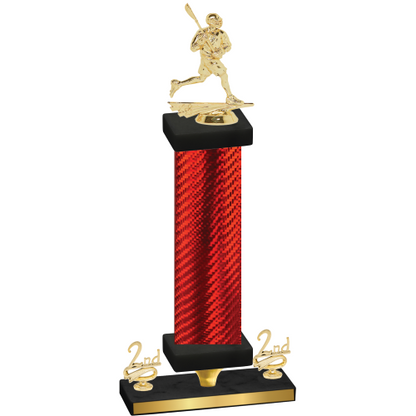 Premium Single Red Carbon Fiber Second Place Lacrosse Trophy