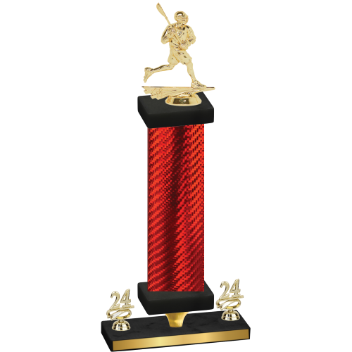 Premium Single Red Carbon Fiber Year Lacrosse Trophy