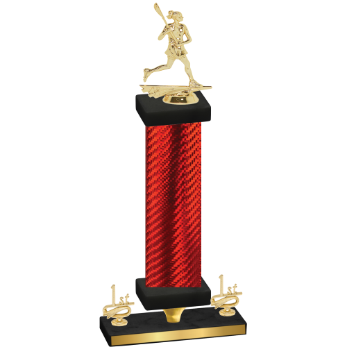 Premium Single Red Carbon Fiber First Place Lacrosse Trophy