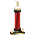 Premium Single Red Carbon Fiber Second Place Lacrosse Trophy