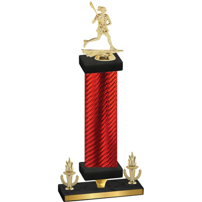 Premium Single Red Carbon Fiber Victory Lacrosse Trophy