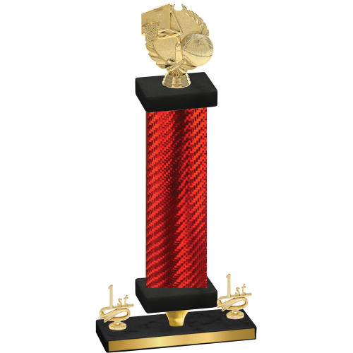 Premium Single Red Carbon Fiber First Place Basketball Trophy