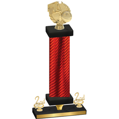 Premium Single Red Carbon Fiber Second Place Basketball Trophy