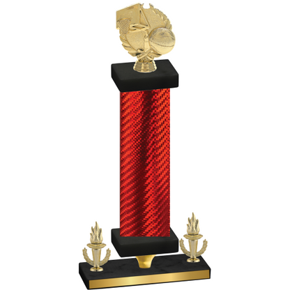 Premium Single Red Carbon Fiber Victory Basketball Trophy