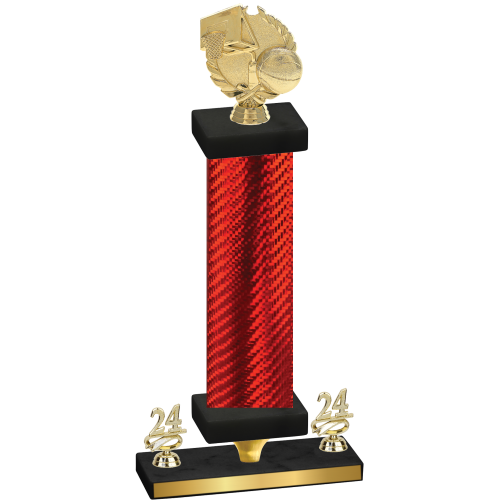 Premium Single Red Carbon Fiber Year Basketball Trophy