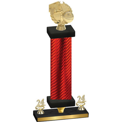 Premium Single Red Carbon Fiber Year Basketball Trophy