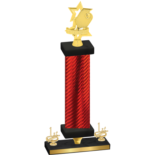 Premium Single Red Carbon Fiber First Place Pickleball Trophy