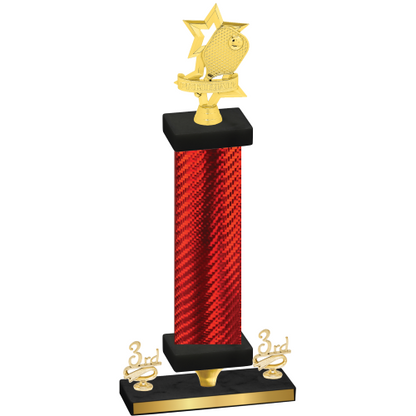 Premium Single Red Carbon Fiber Third Place Pickleball Trophy