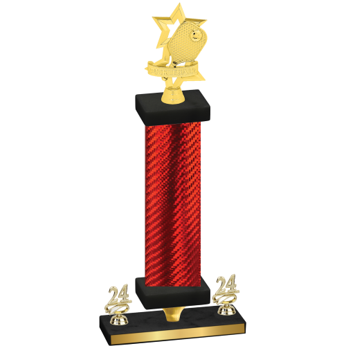 Premium Single Red Carbon Fiber Year Pickleball Trophy