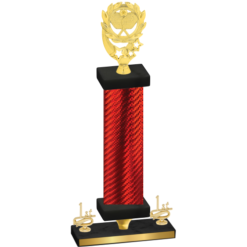 Premium Single Red Carbon Fiber First Place Pickleball Trophy