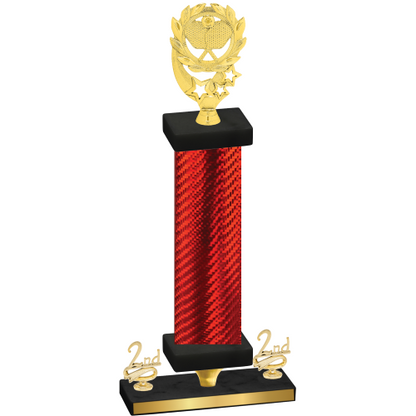 Premium Single Red Carbon Fiber Second Place Pickleball Trophy