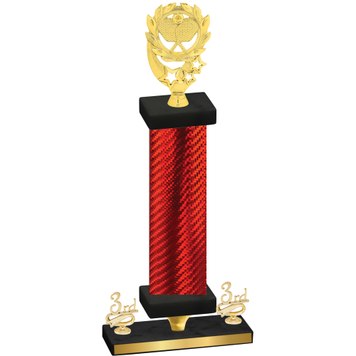 Premium Single Red Carbon Fiber Third Place Pickleball Trophy